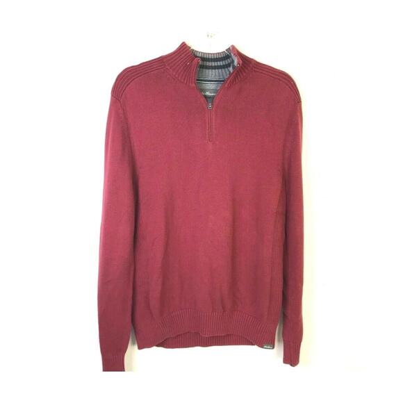 Eddie Bauer Quarter Zip Pullover Sweater Men's Medium Burgundy 100% Cotton - Picture 8 of 8